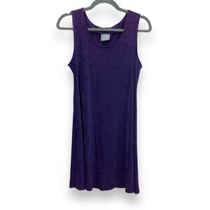 Rabbit Designs Dress Womens 10 Petite Purple Slinky Jersey Knee Length Vintage